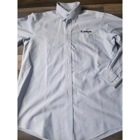 LL BEAN CANON PHOTOGRAPHY SHIRT MENS SIZE‎ LARGE BUTTON DOWN EMBROIDED BLUE EUC! - Picture 4 of 9